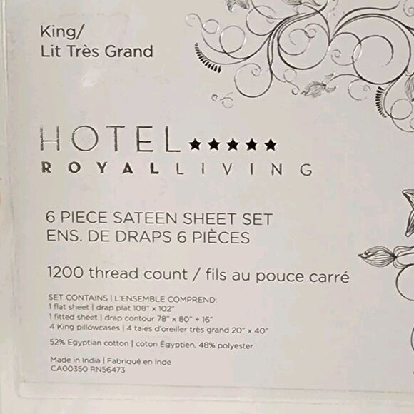 Hotel Royal Living King Navy Blue Sheet Set x6 1200 Thread Count Egyptian Cotton - Picture 2 of 8